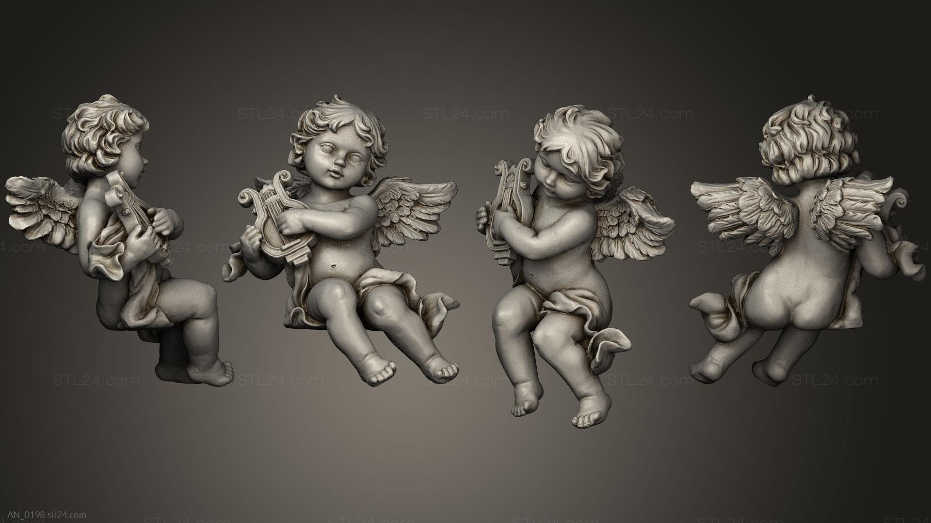 3d модели ангелы (Украшение в виде ангела, AN_0198) 3D модель для ЧПУ станка